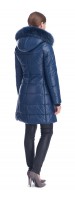 Milly Blue Leather Puffy Coat